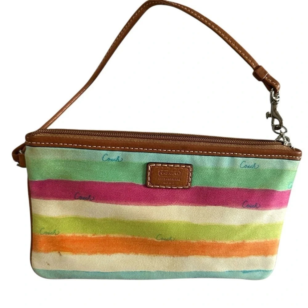 Coach Hampton Watercolor Stripe Wristlet Bag - Multicolor - Picture 3 of 5